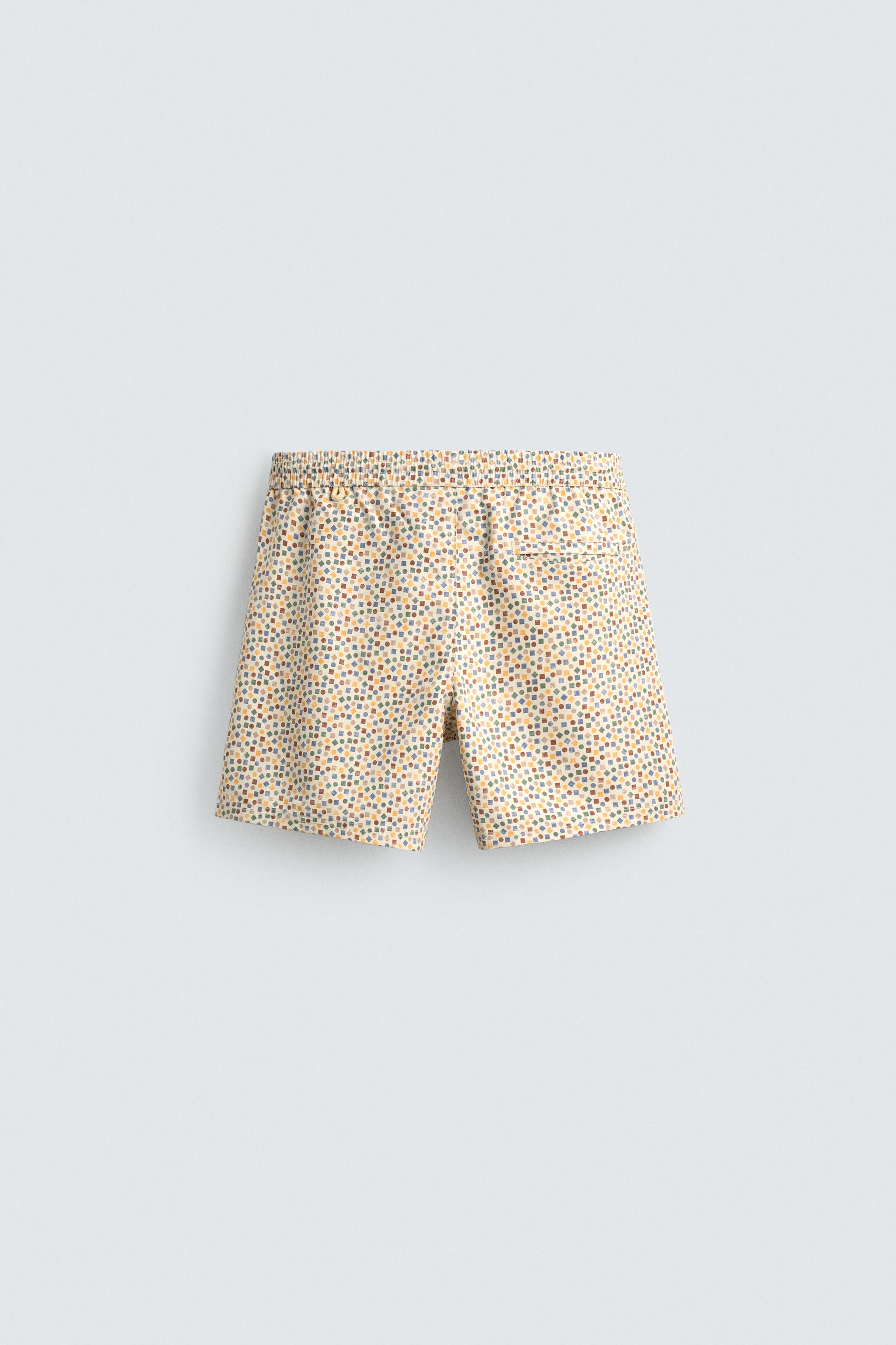 MID-LENGTH GEOMETRIC PRINT SWIMSUIT